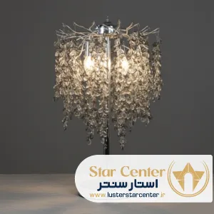 آباژور رومیزی درختی واینل با کریستال سفید روی میز کنسول