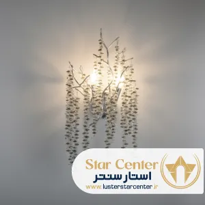 دیوارکوب درختی نئوکلاسیک روشنا مدل طلایی با کریستال سفید عسلی