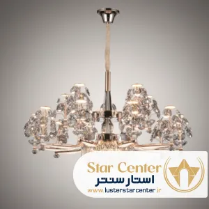 لوستر مدرن کریستالی SMD ویانورا با بدنه طلایی درخشان