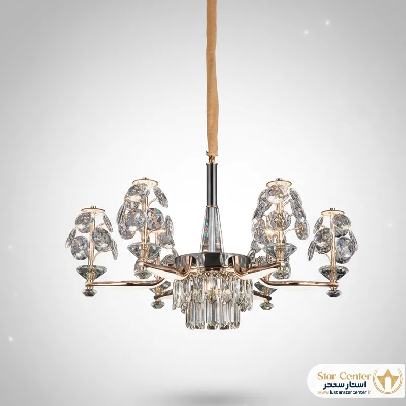 جزئیات کریستال و منبع نور SMD در لوستر مدرن ویانورا