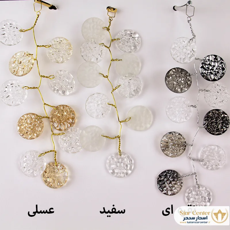 جزئیات کریستال عسلی روی آباژور درختی نئوکلاسیک رزلون